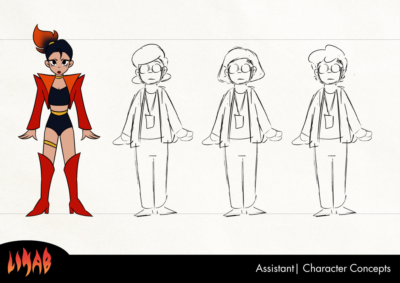 Assistant Character Concept Sketches