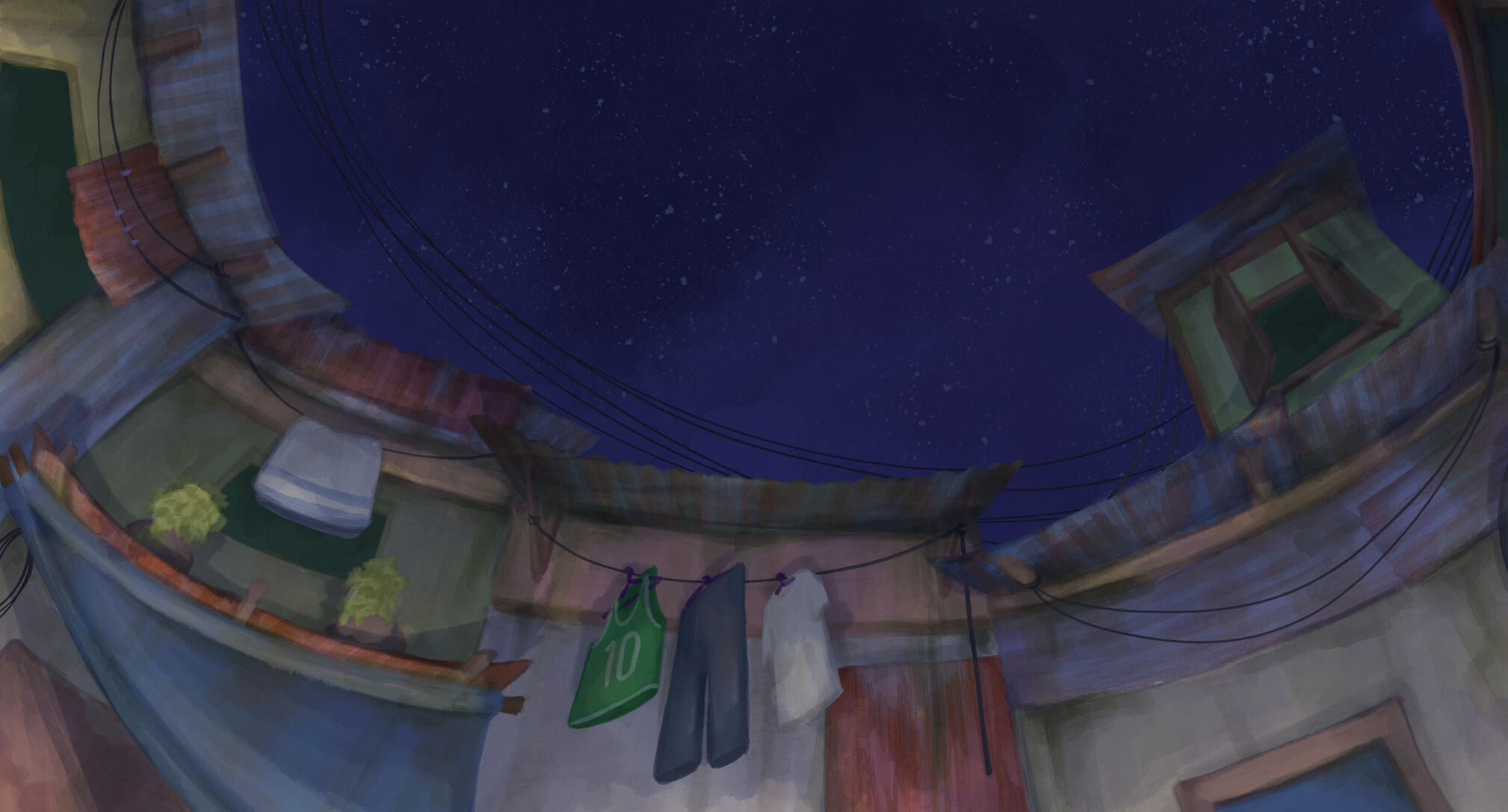 Neighbors' Roofs (Night)